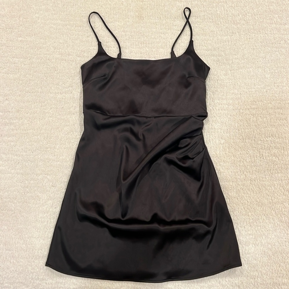 Zara black satin mini dress